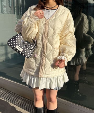 CIAOPANIC(チャオパニック) フリルレイヤードキルティングライナージャケット