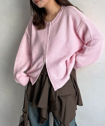 CPCM(シーピーシーエム) ポコポコニットクルージップカーディガン