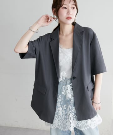 DISCOAT(ディスコート) 【Noka】テーラード半袖ジャケット