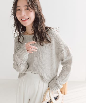 La boutique BonBon(ラブティックボンボン) テープヤーンラメクロップドニット