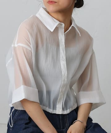 COLONY 2139(コロニー トゥーワンスリーナイン) 【リバイバル】シアー裾ドロストワイドスリーブシャツ