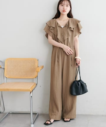 DISCOAT(ディスコート) 【SS先行予約】ジャガードフリルサロペット