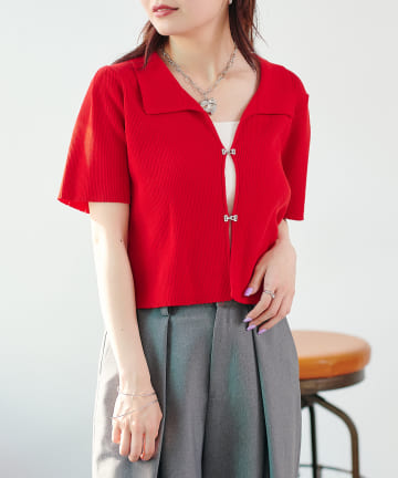 OUTLET(アウトレット) 【Kastane】ダメージポロホックニット