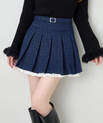 one after another NICE CLAUP(ワンアフターアナザー ナイスクラップ) ベルト付きレイヤードプリーツミニスカート