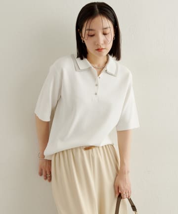 Omekashi(オメカシ) バイカラーポロニット