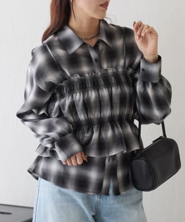 COLONY 2139(コロニー トゥーワンスリーナイン) 【WEB限定】オンブレチェックビスチェセットシャツ