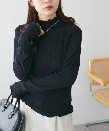 DISCOAT(ディスコート) 【WEB限定】ランダムクレープボトルネックプルオーバー