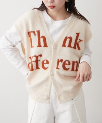 OUTLET(アウトレット) 【CIAOPANIC TYPY】ロゴジャガード前開きニットベスト