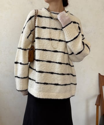 OUTLET(アウトレット) 【DouDou】手書き風ボーダープルオーバー