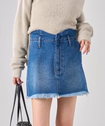 OUTLET(アウトレット) 【mystic】ウェーブデニム ミニスカート