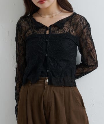 OUTLET(アウトレット) 【Kastane】シアーレース2wayカーディガン