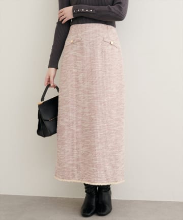 NICE CLAUP / OLIVE des OLIVE OUTLET(ナイスクラップ  / オリーブ デ オリーブ アウトレット) 【natural couture】ストレッチツイードタイトスカート