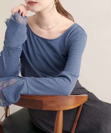 NICE CLAUP / OLIVE des OLIVE OUTLET(ナイスクラップ  / オリーブ デ オリーブ アウトレット) 【natural couture】レース切り替えカットソー