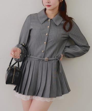 NICE CLAUP / OLIVE des OLIVE OUTLET(ナイスクラップ  / オリーブ デ オリーブ アウトレット) 【RMAF】ベルト付シャツミニワンピ