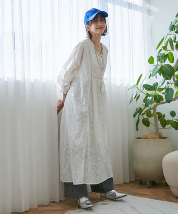 Remind me and forever(リマインドミーアンドフォーエバー) 【nane】【India series】ジャガードレースワンピース