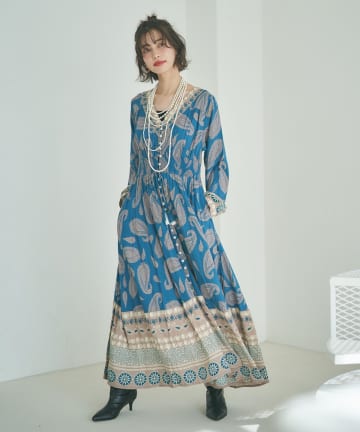 Remind me and forever(リマインドミーアンドフォーエバー) 【India series】【nane/WEB限定】エスニック柄マキシワンピース