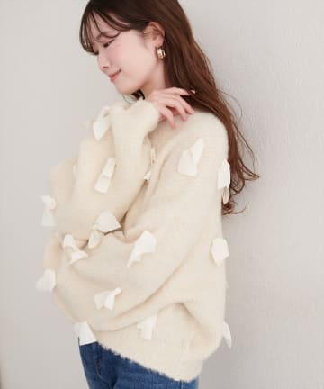 natural couture(ナチュラルクチュール) ジョーゼットリボンニット