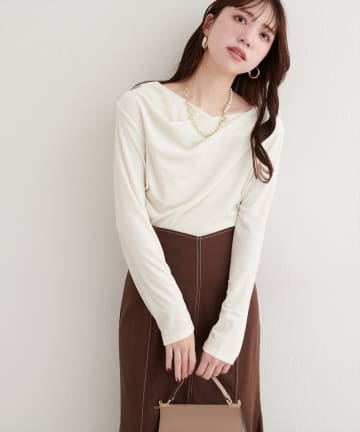 natural couture(ナチュラルクチュール) ラメベロアドレーププルオーバー