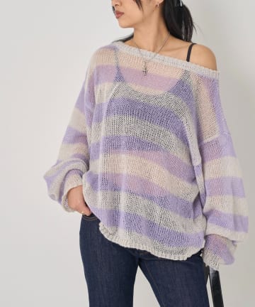 WHO’S WHO gallery(フーズフーギャラリー) ワイドボーダーメッシュニット