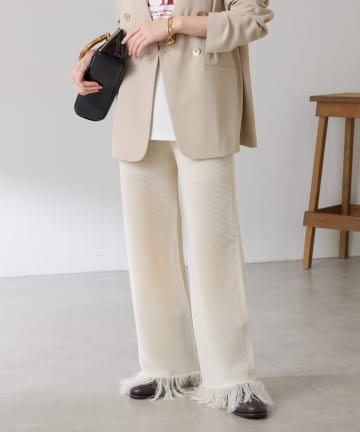 COLLAGE GALLARDAGALANTE(コラージュ ガリャルダガランテ) サイドラインフリンジニットパンツ