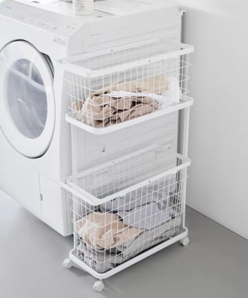 BIRTHDAY BAR(バースデイバー) 【tower タワー】ランドリーワゴン+バスケット タワー スリム ホワイト