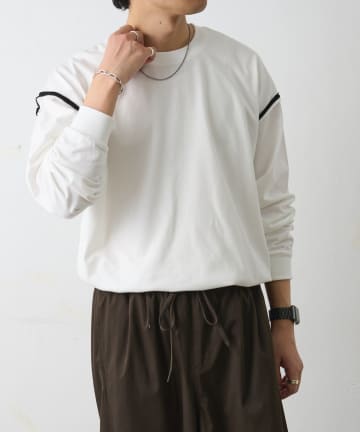 COLONY 2139(コロニー トゥーワンスリーナイン) カットオフ配色長袖クルーネック