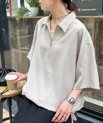 DISCOAT(ディスコート) 【Enlude/WEB限定】ライトテックリネンハーフジップシャツ《ユニセックス》