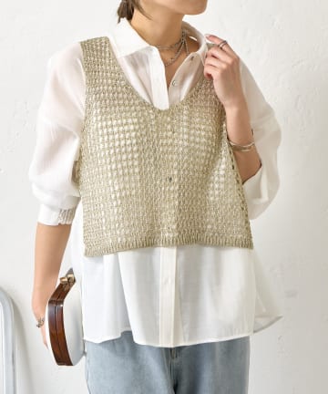 Jena　espace merveilleux(ジェナ　エスパスメルヴェイユ) 【レイヤードで差をつける】メタリックヤーンベスト