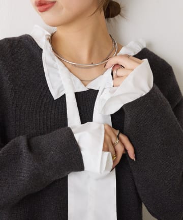 Jena　espace merveilleux(ジェナ　エスパスメルヴェイユ) 袖フリルリボンタイブラウス