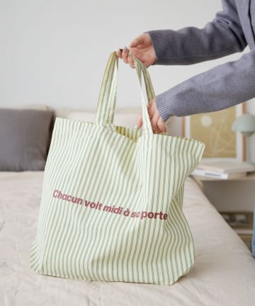 DISCOAT(ディスコート) ストライプロゴトートバッグ