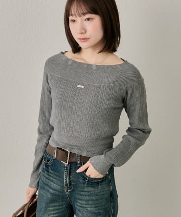 mline(エムライン) [mline]プレート オフショルニット