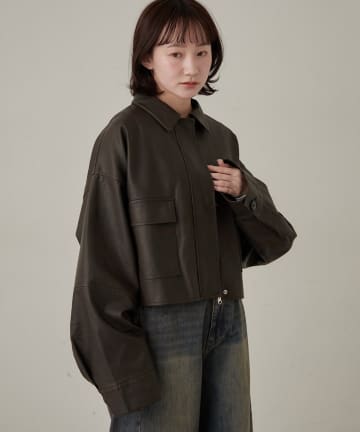mline(エムライン) [mline]オーバーショート レザージャケット