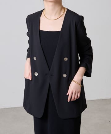 COLLAGE GALLARDAGALANTE(コラージュ ガリャルダガランテ) 【新色登場/リバイバル】ジャージノーカラーダブルジャケット/セレモ二ー