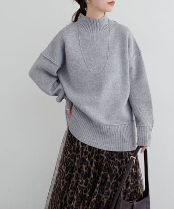 LARUTA(ラルータ) カシミアタッチダブルジャガードニットプルオーバー