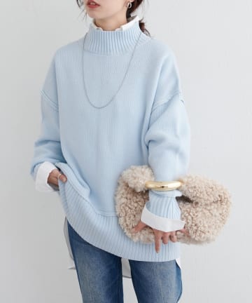 LARUTA(ラルータ) カシミアタッチダブルジャガードニットプルオーバー