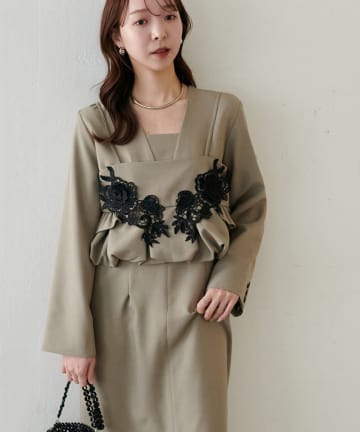 DISCOAT(ディスコート) 【オケージョン】レース使いビスチェセットワンピース