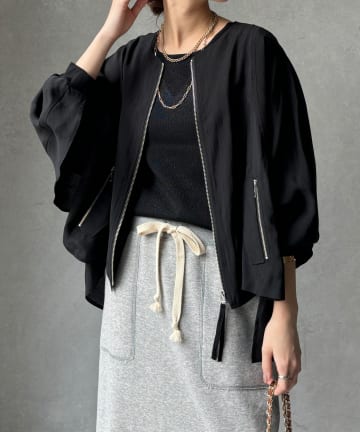 DOUDOU(ドゥドゥ) 【WEB限定】バックギャザーフリルブルゾン