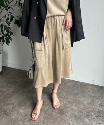 DOUDOU(ドゥドゥ) フェイクスエードハーフパンツ