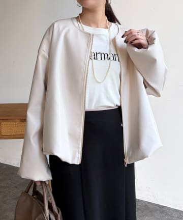 Chez toi(シェトワ) ノーカラーバルーンブルゾン