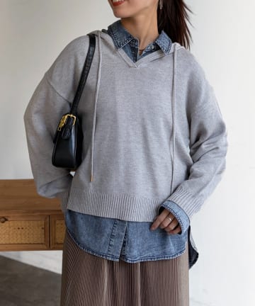 Chez toi(シェトワ) スキッパーニットパーカー