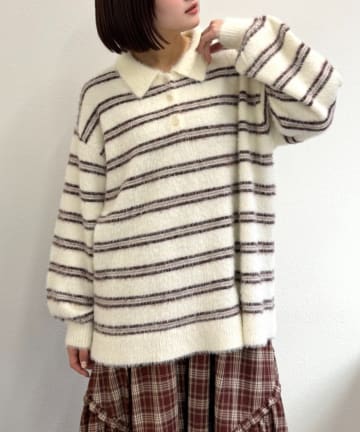 w closet(ダブルクローゼット) シャギーポロニット
