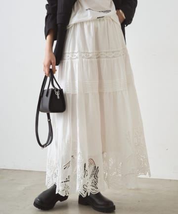 LOUNGEDRESS(ラウンジドレス) レースティアードスカート