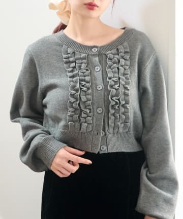 Kastane(カスタネ) フリルチビニットカーディガン