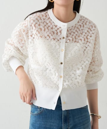 LOUNGEDRESS(ラウンジドレス) コクーンスリーブフラワーカーデ