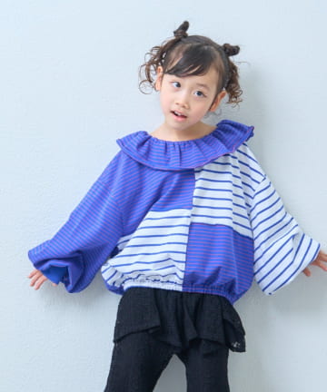 CIAOPANIC TYPY(チャオパニックティピー) 【KIDS】《ジュニアサイズあり》リメイク風フリルボーダートップス