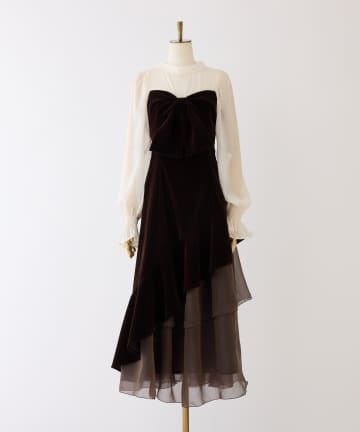 one after another NICE CLAUP(ワンアフターアナザー ナイスクラップ) 【Occasion Collection】ベロアリボンワンピース