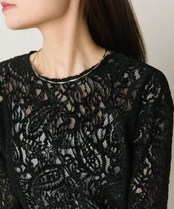 PUAL CE CIN(ピュアルセシン) モールペイズリーストレッチレースプルオーバー