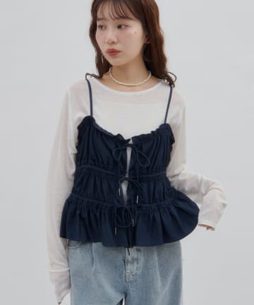 DISCOAT(ディスコート) 【SS先行予約/umm.】ギャザーリボンキャミ
