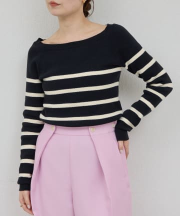 GALLARDAGALANTE(ガリャルダガランテ) 【HERITANOVUM】ボートスムースボーダーニット