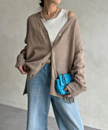 DOUDOU(ドゥドゥ) 【WEB限定】ペーパーヤーン前後2WAYカーディガン